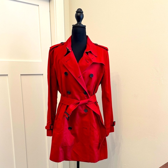 Burberry Jackets & Blazers - Burberry Vibrant Red Trench Coat